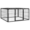 Dog Playpen 4 Panels Black 39.4"x19.7" Powder-coated Steel