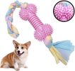 Dog Chews Toy with Cotton Rope Natural Rubber Toys Cleans Molars